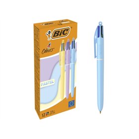 Caneta Esferográfica Retrátil Bic 4 Cores Pastel - Ponta Média de 1,0 mm - Tinta à Base de Óleo - Corpo em Cores Pastel - 4 Core