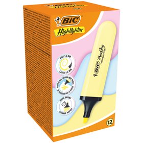 Marcador de texto fluorescente Bic com ponta chanfrada, espessura da linha entre 1,20 e 4,60 mm, tinta à base de água, amarelo p