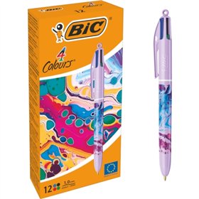 Caneta Esferográfica Retrátil Bic Decors Hydro - Ponta Média de 1,0 mm - Tinta à Base de Óleo - 4 Cores