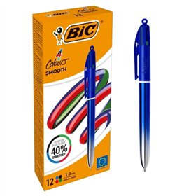 Caneta Esferográfica Retrátil Bic 4 Cores Azul Gradiente Suave - Ponta Média de 1,0 mm - Escrita 40% mais suave - 4 cores