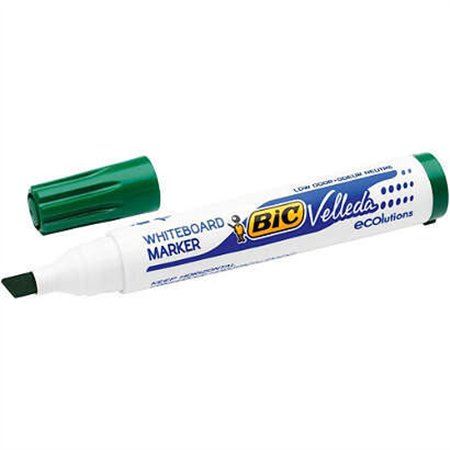 Marcadores para quadro branco Bic Velleda 1751 ECOlutions - Ponta chanfrada - Espessura da linha entre 3 mm e 5,5 mm - Tinta à b
