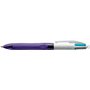 Caneta Esferográfica Retrátil Bic Grip Fashion com 4 Cores e Empunhadura - Ponta Média de 1mm - Traço de 0,4mm - Tinta à Base de