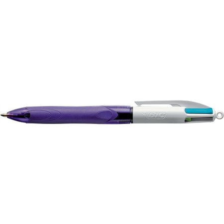 Caneta Esferográfica Retrátil Bic Grip Fashion com 4 Cores e Empunhadura - Ponta Média de 1mm - Traço de 0,4mm - Tinta à Base de