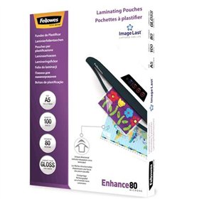 Pacote com 100 envelopes de laminação brilhantes Fellowes, tamanho A5 - 80 mícrons - Alta qualidade - Transparentes
