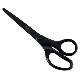 Tesoura Leitz de aço inoxidável de alta qualidade, 18 cm - Revestimento de titânio - Antiaderente - Cabo ergonômico - Preta