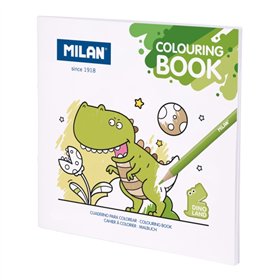 Livro de colorir Milan Dino Land com microperfurações - Tema Dinossauros - 20 ilustrações detalhadas
