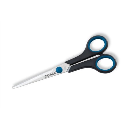 Tesoura Dahle 54407 Office Comfort-Grip em aço temperado, 18 cm - Lâminas afiadas - Cabos revestidos de borracha
