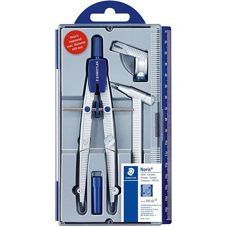 Bússola de Precisão Staedtler Noris 550 02 - Agulha e Ponta Intercambiáveis - Mecanismo de Ajuste Rápido