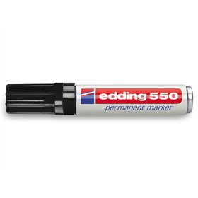 Marcador permanente Edding 550 - Ponta redonda - Espessura da linha entre 3 e 4 mm - Recarregável - Secagem rápida - Preto