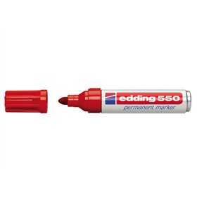 Marcador permanente Edding 550 - Ponta redonda - Espessura da linha entre 3 e 4 mm - Recarregável - Secagem rápida - Vermelho