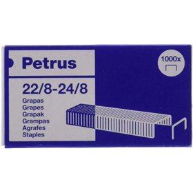 Caixa com 1000 grampos Petrus 22/8-24/8 banhados a cobre - até 40 folhas - haste de 8 mm