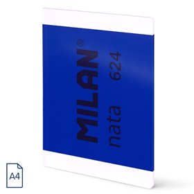 Caderno Milan Nata 624 com cola, formato A4, quadriculado 5x5mm - 48 folhas de 95 g/m² - microperfurado - azul