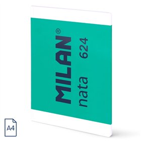 Caderno Milan Nata 624 com cola, formato A4, quadriculado 5x5mm - 48 folhas de 95 g/m² - microperfurado - verde