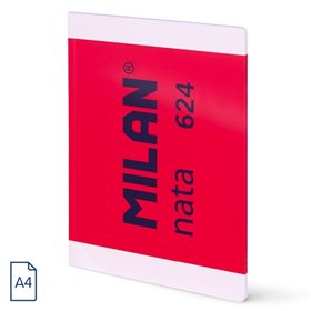 Caderno Milan Nata 624 com cola, formato A4, quadriculado 5x5mm - 48 folhas de 95 g/m² - microperfurado - rosa