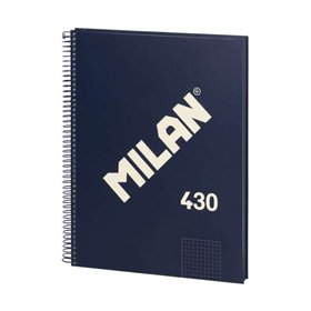 Caderno espiral Milan Série 1918, formato A4, quadriculado 5x5mm - 80 folhas de 95 g/m² - microperfurado, 4 furos - azul escuro