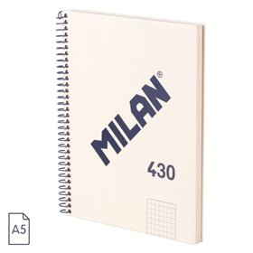 Caderno espiral Milan Série 1918, formato A5, quadriculado 5x5mm - 80 folhas de 95 g/m² - microperfurado, 2 furos - bege