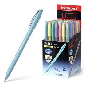 Caneta Erichkrause U-108 Pastel Stick 1.0 - Tecnologia Ultra Glide - Tinta Azul