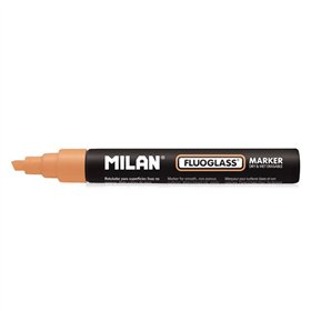 Marcador Milan Fluoglass para Superfície Lisa - Ponta Chanfrada - Espessura da Linha de 2 a 4 mm - Tinta à Base de Água - Fácil 