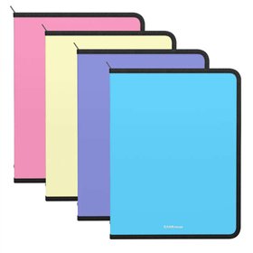 Pacote com 4 pastas com zíper Erichkrause em tons pastel foscos - Para organizar e transportar documentos - Cores pastel sortida