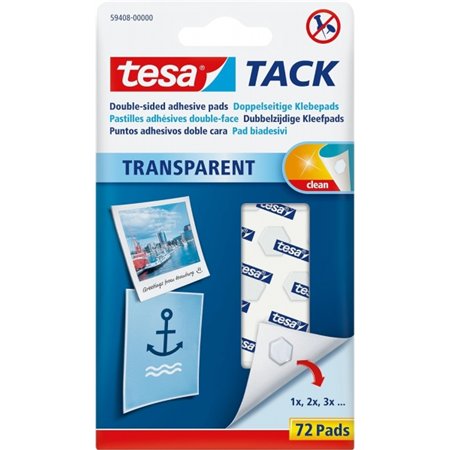 Tesa Tesatack Pacote com 72 adesivos de dupla face - Fortes e limpos - Transparentes