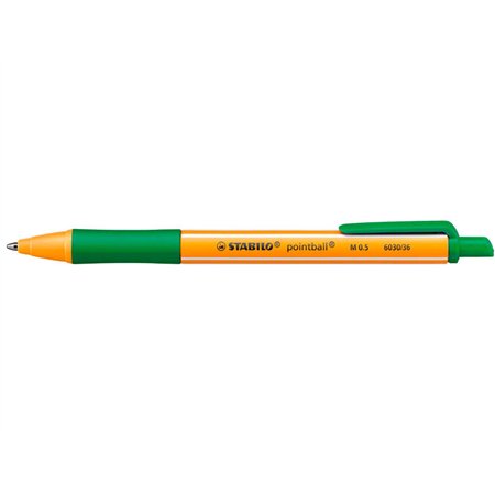 Caneta Esferográfica Retrátil Stabilo Pointball - Ponta de 1mm - Tinta à Base de Óleo - Recarregável - 79% Plástico Reciclado - 