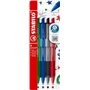 Conjunto de 4 Canetas Retráteis Coloridas Stabilo Pointball - Ponta de 0,5 mm - Fabricadas com 87% de Bioplástico - Empunhadura 