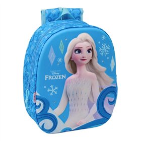 Mochila Safta Frozen 3D - Luzes LED - Porta-garrafa - Alças de ombro acolchoadas - Alça superior - 8,64L - 270x100x330mm - Azul