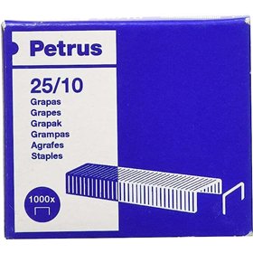Caixa Petrus com 1000 grampos galvanizados 25/10 - até 60 folhas - haste de 10 mm