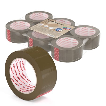 Fita adesiva para embalagens Erichkrause - Mede 48 mm x 50 m - Adesivo de alta aderência - Fácil de cortar - Marrom