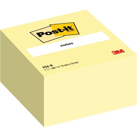 Bloco de notas adesivas reposicionáveis Post-it com 450 unidades - Formato quadrado - 76x76mm - Amarelo claro