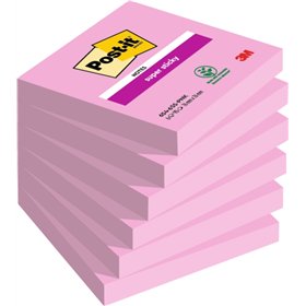 Post-it Super Sticky - Pacote com 6 blocos de 90 notas adesivas reposicionáveis cada - 76x76mm - 100% PEFC - Rosa