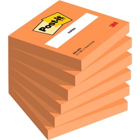 Pacote com 6 blocos de notas adesivas reposicionáveis Post-it com 100 unidades cada - Formato quadrado - 76x76mm - Laranja