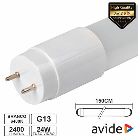 Lâmpada Tubular T8 24W 150cm LEDS G13 6400K 2400lm AVIDE