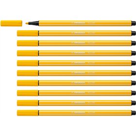 Caneta Marcadora Stabilo Pen 68 com Ponta de Fibra - Espessura da Linha Aprox. 1mm - Tinta à Base de Água - Amarela