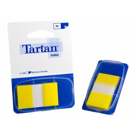 Conjunto de 12 dispensadores de 50 marcadores reposicionáveis em tartan - 25x43mm - Amarelo