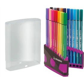 Estojo Stabilo Premium Pen 68 com 20 Marcadores - Ponta de Fibra - Espessura da Linha de Aprox. 1mm - Alto Brilho e Cores Vibran