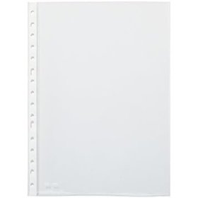 Pacote com 100 capas transparentes Pardo com vários furos, 90 mícrons - Acabamento casca de laranja - Reforço branco