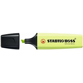 Marcador fluorescente pastel Stabilo Boss 70 - Espessura da linha entre 2 e 5 mm - Recarregável - Tinta à base de água - Cor Lim