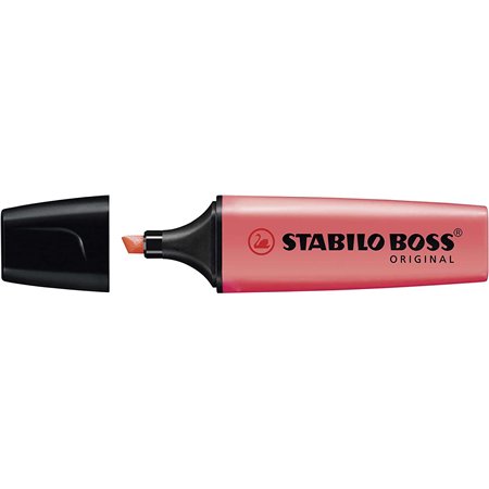 Marcador fluorescente pastel Stabilo Boss 70 - Espessura da linha de 2 a 5 mm - Recarregável - Tinta à base de água - Vermelho C