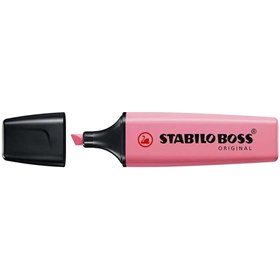 Marcador fluorescente pastel Stabilo Boss 70 - Espessura da linha entre 2 e 5 mm - Recarregável - Tinta à base de água - Rosa Fl