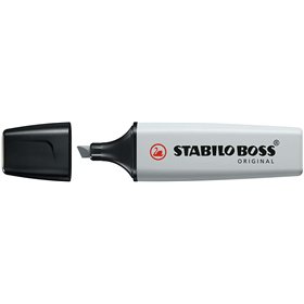Marcador fluorescente pastel Stabilo Boss 70 - Espessura da linha de 2 a 5 mm - Recarregável - Tinta à base de água - Cinza acin