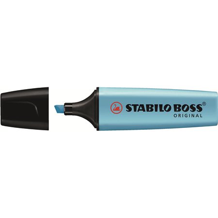 Marcador de texto fluorescente Stabilo Boss 70 - Espessura da linha de 2 a 5 mm - Recarregável - Tinta à base de água - Azul flu