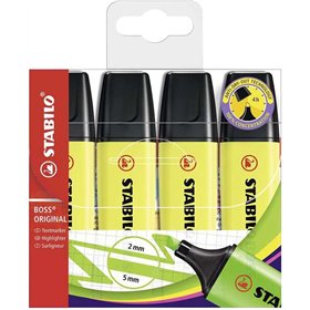 Stabilo Boss 70 - Pacote com 4 Marcadores Fluorescentes - Espessura da Linha entre 2 e 5 mm - Recarregáveis - Tinta à Base de Ág