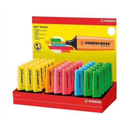 Stabilo Boss 70 - Conjunto com 45 Marcadores Fluorescentes - Espessura da Linha entre 2 e 5 mm - Recarregáveis - Tinta à Base de