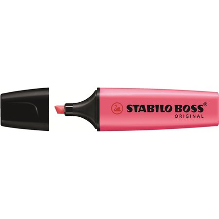 Marcador de texto fluorescente Stabilo Boss 70 - Espessura da linha de 2 a 5 mm - Recarregável - Tinta à base de água - Rosa flu