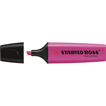 Caneta Marcadora Fluorescente Stabilo Boss 70 - Espessura da Linha de 2 a 5 mm - Recarregável - Tinta à Base de Água - Magenta F