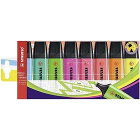 Stabilo Boss 70 - Pacote com 8 Marcadores Fluorescentes - Espessura da Linha entre 2 e 5 mm - Recarregáveis - Tinta à Base de Ág