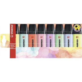 Stabilo Boss 70 Pastel - Pacote com 8 Marcadores Fluorescentes - Espessura da Linha entre 2 e 5 mm - Recarregáveis - Tinta à Bas