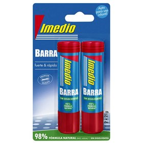 Pacote com 2 bastões de cola Imedio de 21g - Sem solvente - Lavável - Ideal para uso escolar