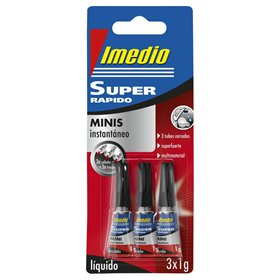 Imedio Super Fast Pacote com 3 Tubos de Cola Instantânea 1g - Transparente - Multimaterial